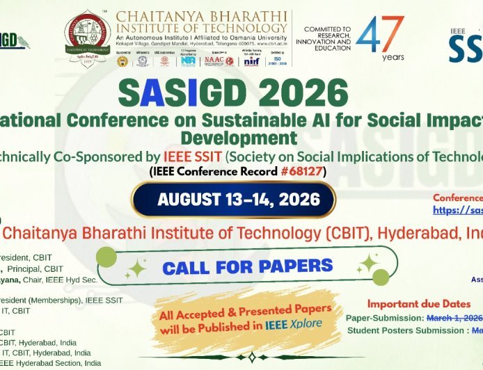 CBIT to Host International Conference “SASIGD 2026” on Sustainable AI