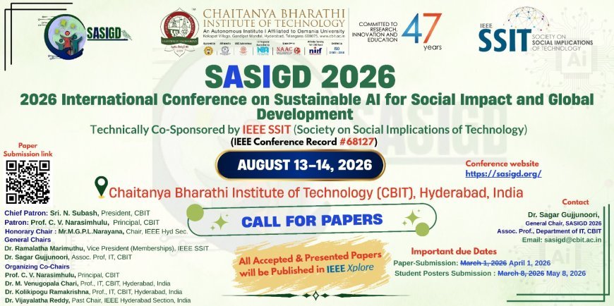 CBIT to Host International Conference “SASIGD 2026” on Sustainable AI