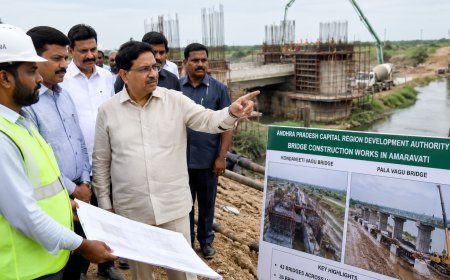 Narayana Reviews Bridge Construction in Amaravati