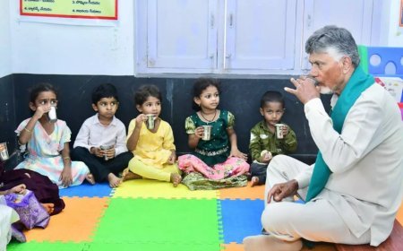 Naidu Shares Ragi Malt With Children