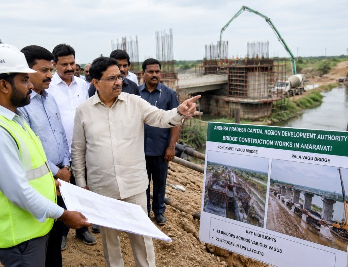 Narayana Reviews Bridge Construction in Amaravati
