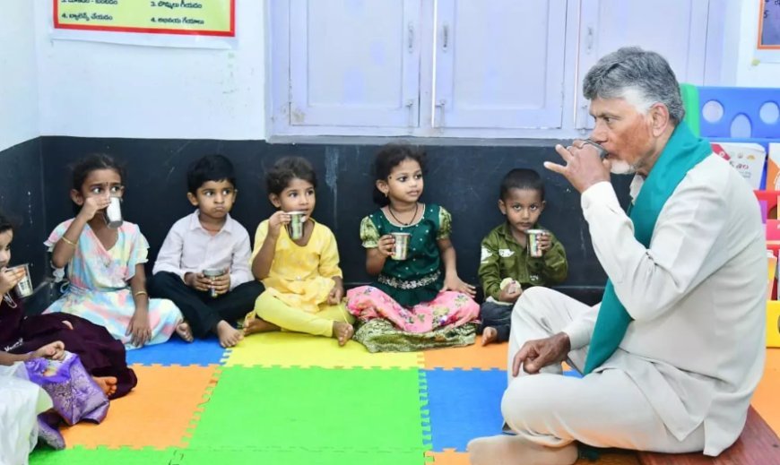 Naidu Shares Ragi Malt With Children